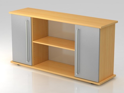 Sideboard SB2T CE, 2 OH, Korpus: Buche/Front: Silber, BxTxH 166,1x42x84 cm