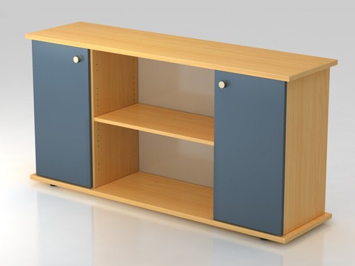 Sideboard SB2T SG, 2 OH, Korpus: Buche/ Front:Blau, BxTxH 166,1x42x84 cm