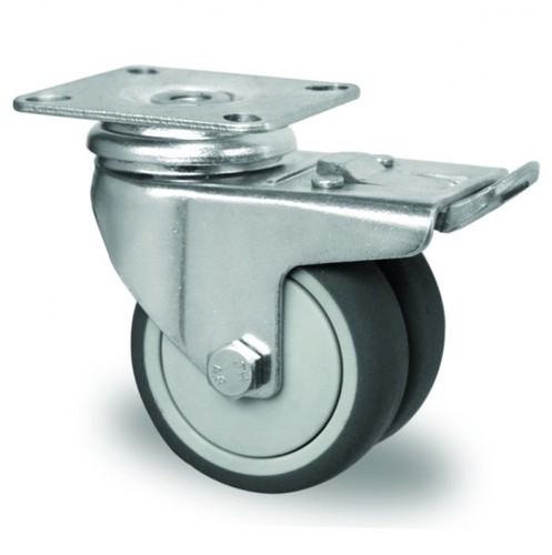 Doppel-Lenkrolle mit Feststeller  75 mm