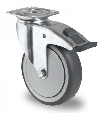 Schwere Apparaterolle, Lenkrolle mit Feststeller, Kunststoffpedal  100 mm