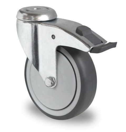 Schwere Apparaterolle, Lenkrolle mit Feststeller, Kunststoffpedal  125 mm