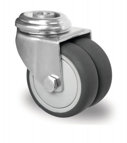 R�ckenloch Doppel-Lenkrolle  75 mm