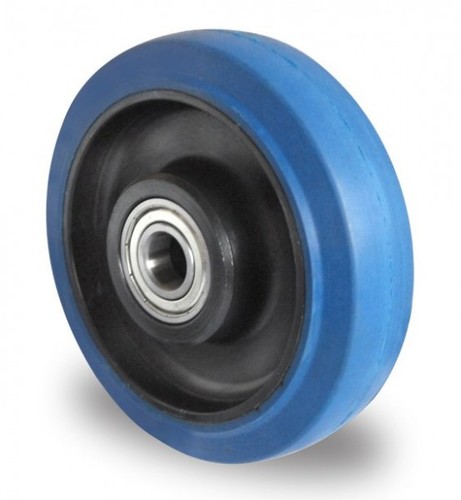 Einbaurad mit Achsmaterial aus Polyamid, Elastik Lauffl�che  125 mm