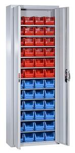 Magazinschrank aus Stahl mit 48 Sichtlagerk�sten, B/H/T 700x1980x300 mm