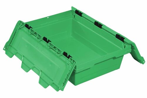 Transportbeh�lter mit Klappdeckel F400 Ship 173 HL 600x400x199, gr�n