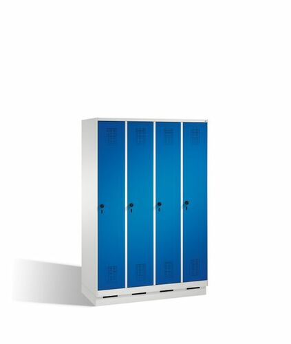 Spind | Umkleidespind auf Sockel, 4 Abteile, Abteilbreite 300 mm