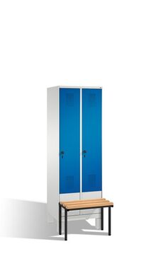 Spind | Umkleidespind mit Sitzbank, 2 Abteile, Abteilbreite 300 mm