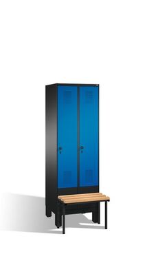 Spind | Umkleidespind mit Sitzbank, 2 Abteile, Abteilbreite 300 mm