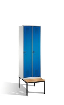 Spind | Umkleidespind mit Sitzbank, 2 Abteile, Abteilbreite 300 mm