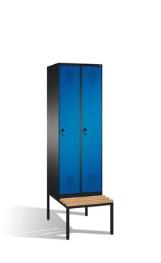 Spind | Umkleidespind mit Sitzbank, 2 Abteile, Abteilbreite 300 mm