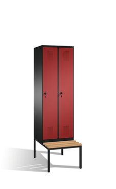 Spind | Umkleidespind mit Sitzbank, 2 Abteile, Abteilbreite 300 mm
