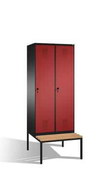 Spind | Umkleidespind mit Sitzbank, 2 Abteile, Abteilbreite 400 mm