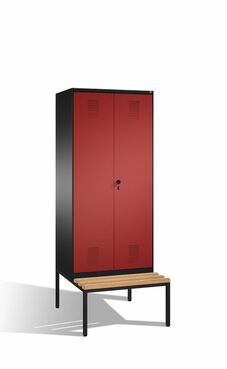 Spind | Doppelspind mit Sitzbank, 2 Abteile f�r 1 Person, Abteilbreite 400 mm