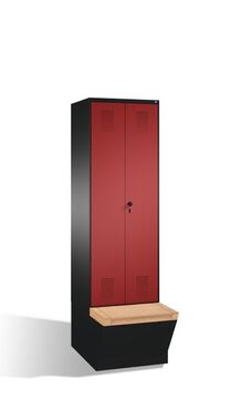 Spind | Doppelspind mit Sitzbox, 2 Abteile fr 1 Person, Abteilbreite 300 mm