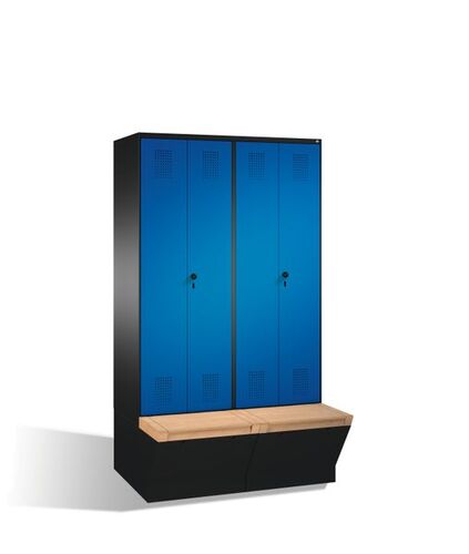 Spind | Doppelspind mit Sitzbox, 4 Abteile f�r 2 Personen, Abteilbreite 300 mm