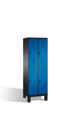 Spind | Doppelstock auf F��en, 2 Abteile, 4 F�cher, Abteilbreite je 300 mm