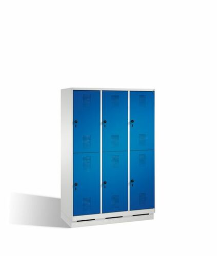 Spind | Doppelstock auf Sockel, 3 Abteile, 6 F�cher, Abteilbreite je 400 mm