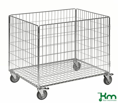 Abschlie�barer Gitterwagen mit Bremse