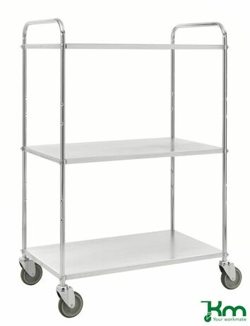 Tablettwagen mit 3 Metallb�den und Feststeller