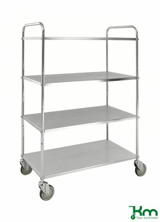 Tablettwagen mit 4 Metallb�den und Feststeller