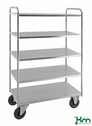 Voll verschwei�ter Etagenwagen mit 5 Metallb�den und Feststeller