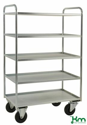 Voll verschwei�ter Etagenwagen mit 5 Metallb�den und Feststeller