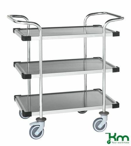 Edelstahlwagen mit�3 B�den mit Feststeller