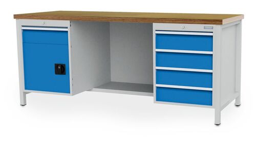 Werkbank | Kastenwerkbank 5 x Schublade 1 x Flgeltr B/T/H 2000x750x959 mm
