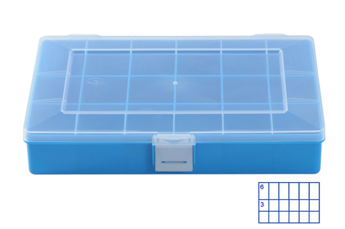 Sortimentskasten PP-Compact, 18 Fcher, blau, 10 Stk.