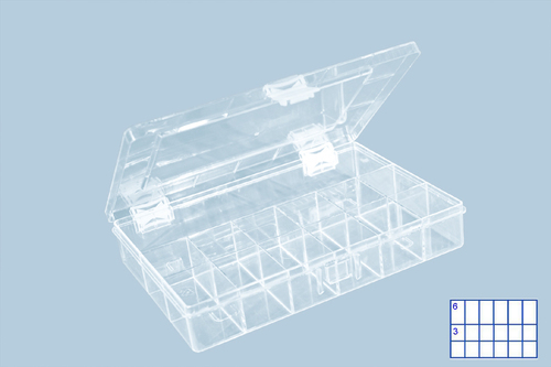 Sortimentskasten PS-Compact, 18 Fcher, glasklar, 14 Stk.