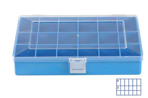 Sortimentskasten PS-Compact, 18 Fcher, blau, 10 Stk.