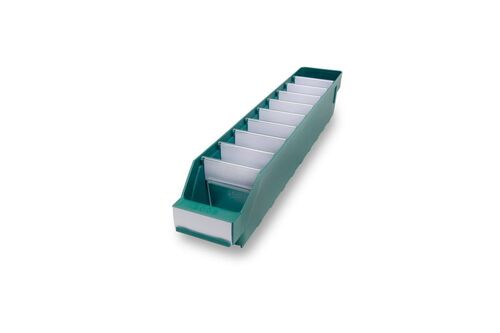 Lagerk�sten | Regalbox T/B/H 500x90x95 mm, gr�n, 40 St�ck