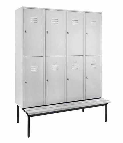 Garderobenschrank + Sitzbank, 4 Abteile, Abteilbreite 400 mm