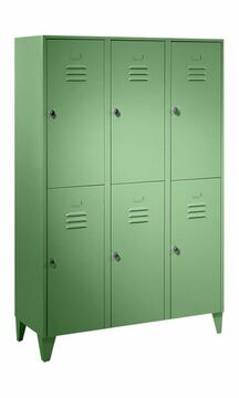 Garderobenschrank 3 Abteile, 6 F�cher, Abteilbreite 400 mm 