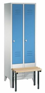Garderobenschrank + Sitzbank, 2 Abteile, Abteilbreite 300 mm