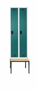 Garderobenschrank + Sitzbank, 2 Abteile, Abteilbreite 300 mm
