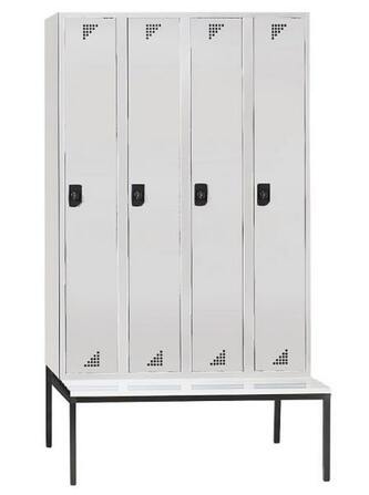 Garderobenschrank + Sitzbank, 4 Abteile, Abteilbreite 300 mm