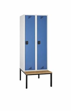 Garderobenschrank + Sitzbank, 2 Abteile, Abteilbreite 400 mm