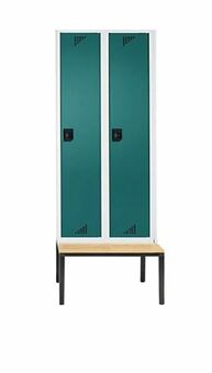 Garderobenschrank + Sitzbank, 2 Abteile, Abteilbreite 400 mm