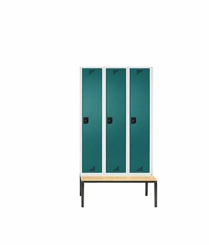 Garderobenschrank + Sitzbank, 3 Abteile, Abteilbreite 400 mm