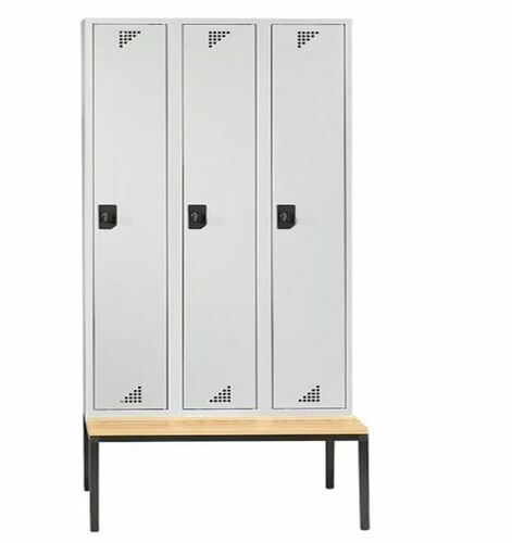 Garderobenschrank + Sitzbank, 3 Abteile, Abteilbreite 400 mm