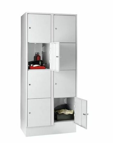 Schlie�fachschrank, 2 Abteile, 8 F�cher, Abteilbreite 400 mm