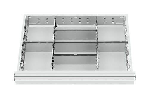 Schubladeneinsatz Metalleinteilung 600x450 mm BLH 75-200 mm