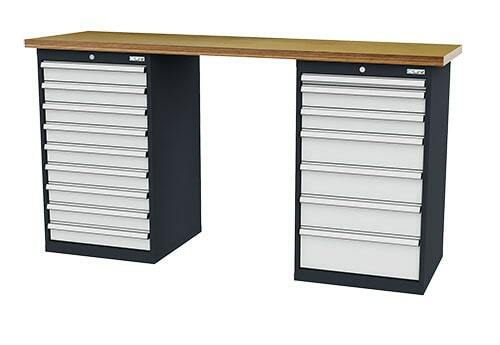 Reihenwerkbank inkl. 2 x Schubladenschrank 2000x600x1060 mm
