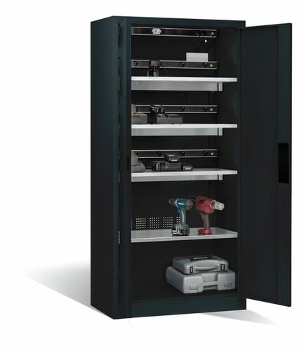 C+P Akku-Ladeschrank Comfort f�r 15 E-Werkzeuge H/B/T 1950x930x500 mm Anthrazit
