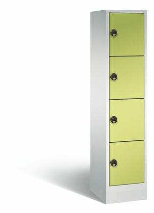 C+P Schlie�fachschrank Evolo mit Ladefunktion, 4 F�cher, H/B/T 1800x420x500 mm Lichtgrau/Viridingr�n