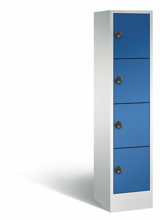C+P Schlie�fachschrank Evolo mit Ladefunktion, 4 F�cher, H/B/T 1800x420x500 mm Lichtgrau/Enzianblau