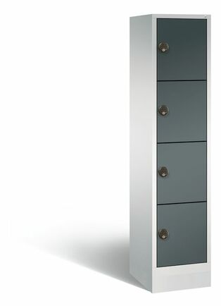 C+P Schlie�fachschrank Evolo mit Ladefunktion, 4 F�cher, H/B/T 1800x420x500 mm Lichtgrau/Anthrazit