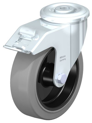 Lenkrolle mit Feststeller, Elastik-Vollgummi  125 mm