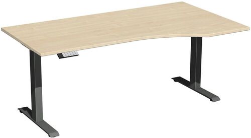 H�henverstellbarer Schreibtisch Freiform rechts | Elektrisch, Breite 1800 mm, Anthrazit